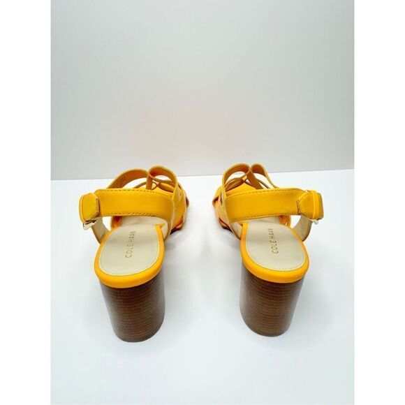 Cole‎ Haan Sandals Womens Size 5.5B Yellow Open Toe Ankle Strap Block Heel - Picture 6 of 9